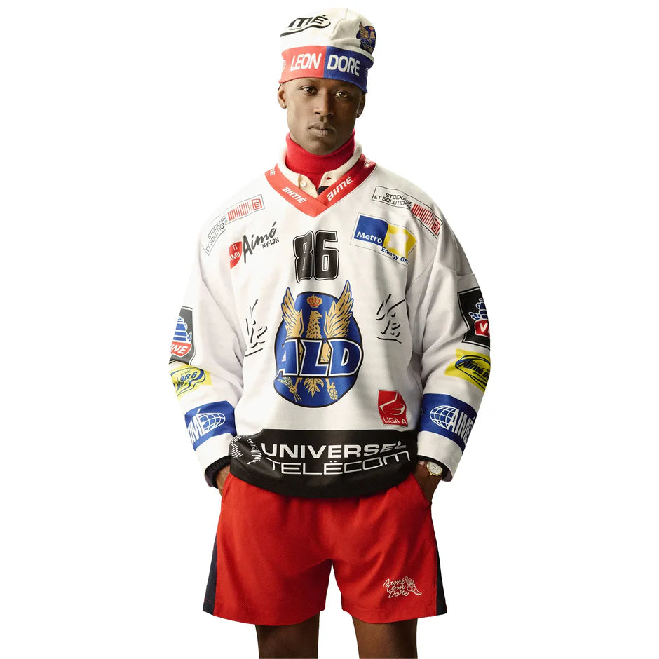 Aime Leon Dore White Team Hockey Jersey