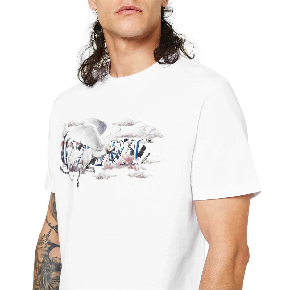 Amiri Pegasus Script Logo White T Shirt