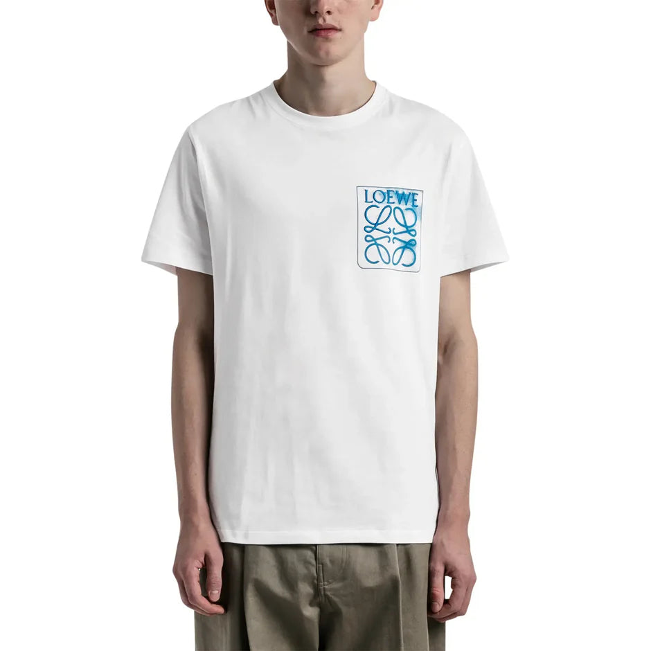 Loewe Anagram White Blue Fake Pocket T Shirt