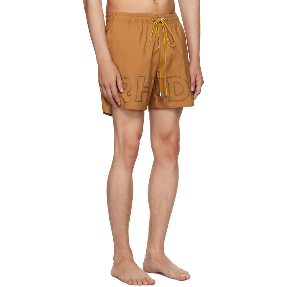 Rhude Logo Swim Shorts Camel